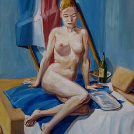 Девушка на синем