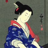 женщина сидящая в кимоно