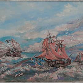 Сказочные миры ZhNataly. Ловцы жемчуга.   Картина из сказочного иллюстративного проекта