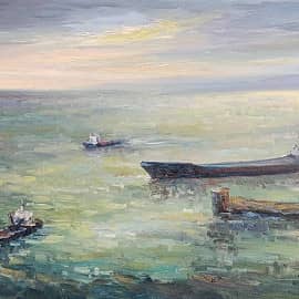 Буксировка в порту. Эскиз. Пленэр ZhNataly