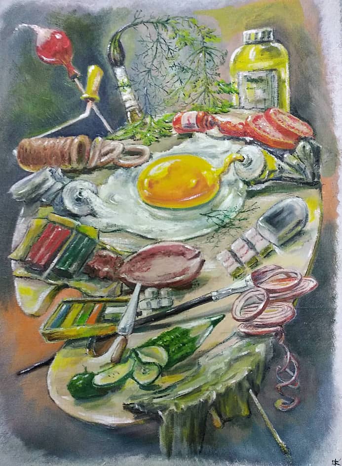 Символичный "завтрак" художника
