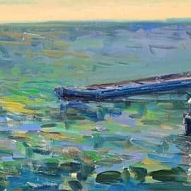 Сухогруз входит в гавань. Пленэр ZhNataly