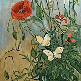 Копия работы Ван Гога Маки и бабочки