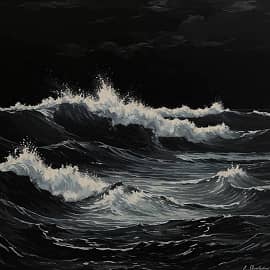 Чёрное море на чёрном фоне