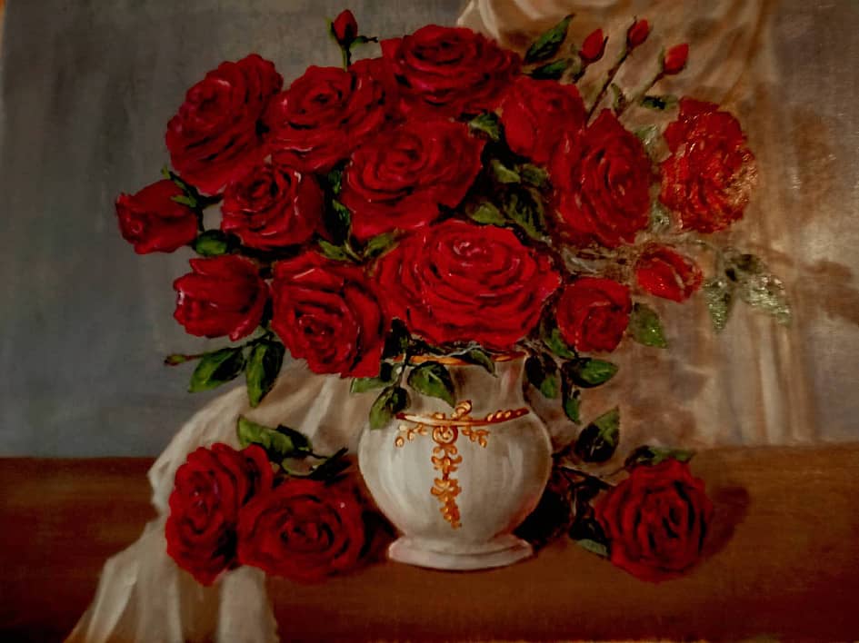 Художники, поэты, ей песнь поют, хвалу. для милых дам букеты из дивных роз несут...