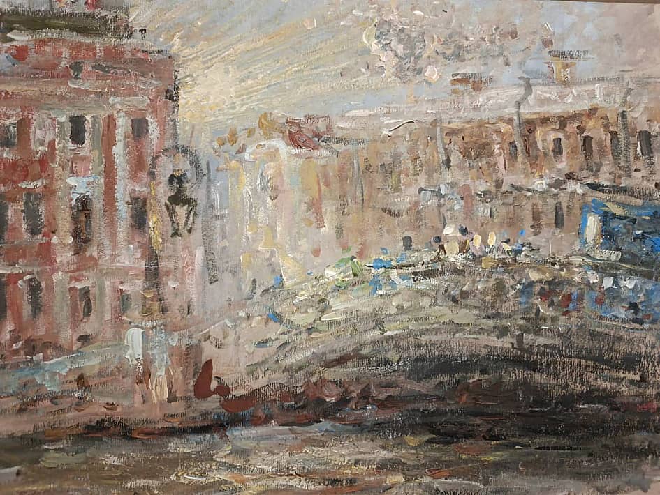 Этюд Невский проспект на закате солнца