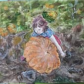 Аннушка, помощница в огороде (1), художник Наталия