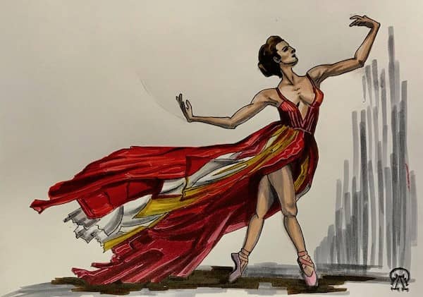 Картина акварель балерина танцовщица