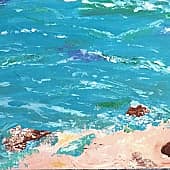 Море, камни. Кисть, мастихин