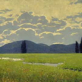 Картина "Пейзаж с кипарисами"