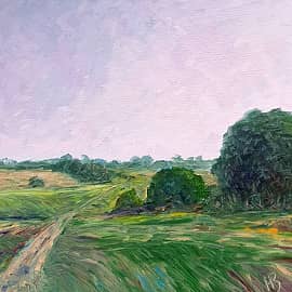 Через луга.