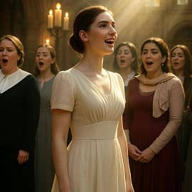 Девушка пела в церковном хоре