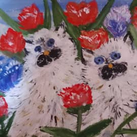 Котятам на цветочной полянке