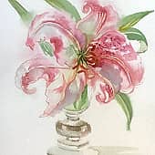 Акварель  Лилия в вазе