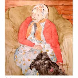 Бабушка и собачка  2006 40х30 бумага акварель