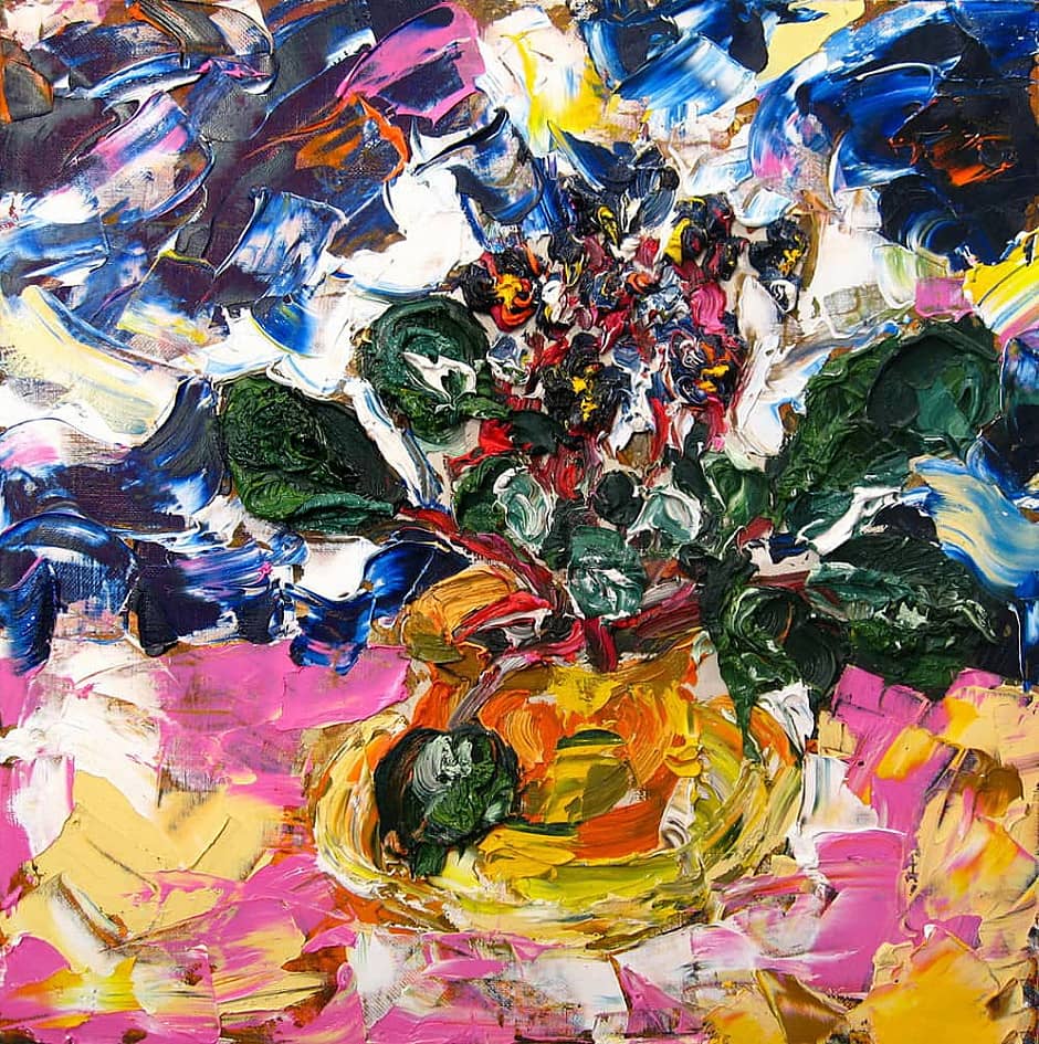 Картина Фиолетовая фиалка Абстрактные цветы картины Екатерина Лебедева художник