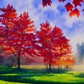 Картина "Рубиновая осень"