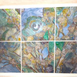 Витражная картина по мотивам картин Ван-Гога.