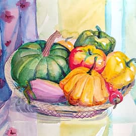 Натюрморт с зеленой тыквой