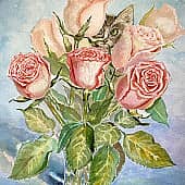 Котёнок и розы