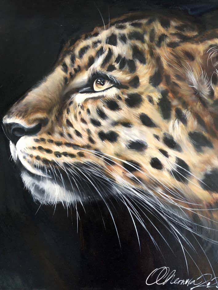Портрет леопарда, Холст на подрамнике Масло