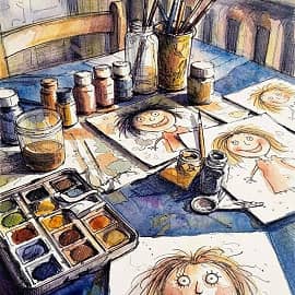 Рисовали дети мам в технике поп-арта. Мама это не пейзаж - у неё есть глазки.