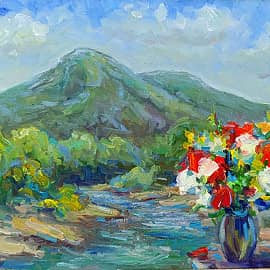Букет в кувшине у подножия горы Тхача-гочук. Серия натюрморт под открытым небом. Пленэр ZhNataly