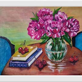 Красные пионы.