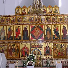 Иконостас Преображенского собора Варлаама-Хутынского монастыря Великого Новгорода.