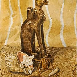 Натюрморт с египетской статуэткой