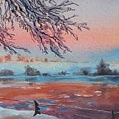 Набережная в Филевском парке Февральский вечер