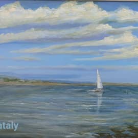 "Белый парус. Азовское море морской пейзаж  Н.Журавлёвой