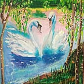 Лебеди на пруду