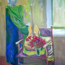 Натюрморт Гитара и тюльпаны