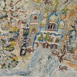 "Зимний пейзаж и храм"