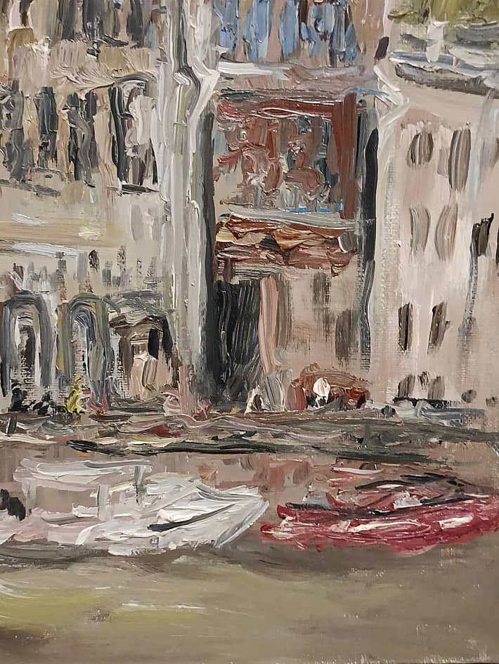 Этюд Лодки на канале в солнечный день