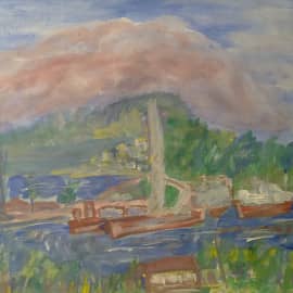 Вечернее облако над причалом