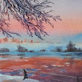 Набережная в Филевском парке Февральский вечер