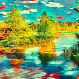 На берегу реки.