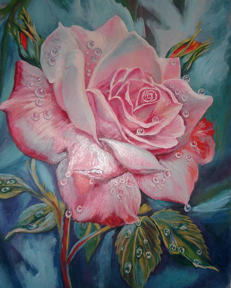 В каплях дождя.