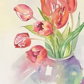 Акварель Тюльпаны