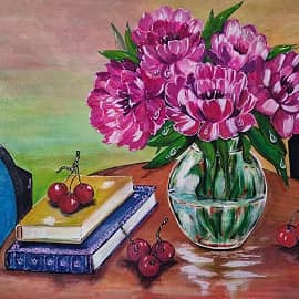 Красные пионы.