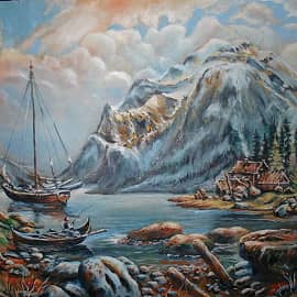 Пейзаж с корабликом.