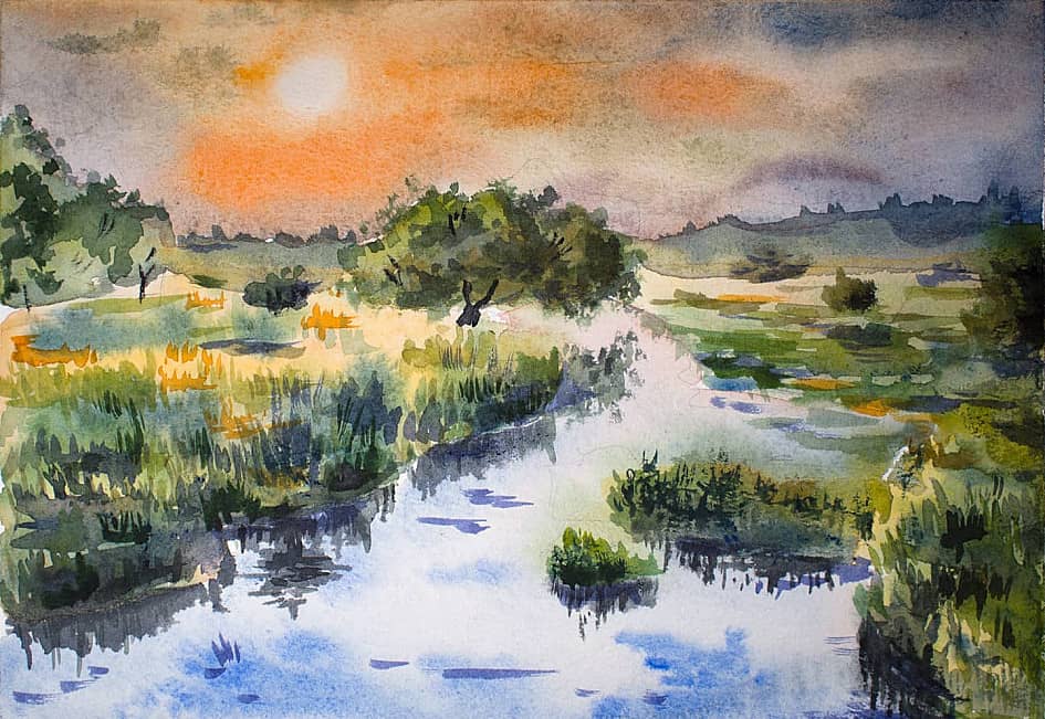 Река на закате