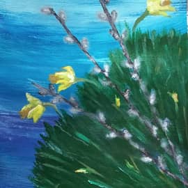 Верба и нарциссы