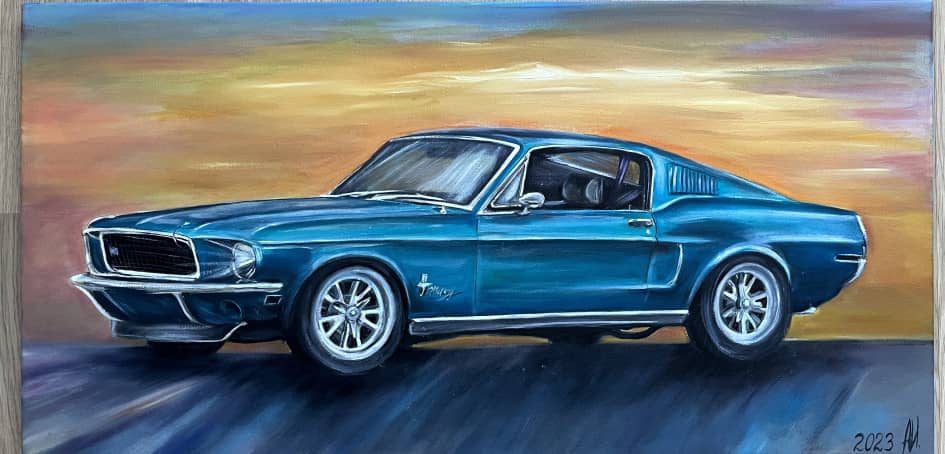 Картина «Ford mustang fastback 1968» Холст, Масло 2023 г.