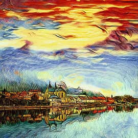 Городок у реки.