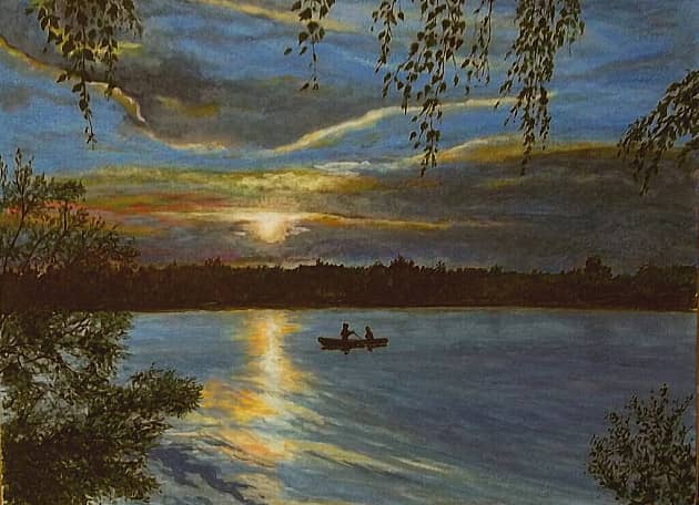 Вечер на озере Ломпадь