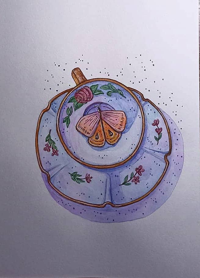 Чашка чая с бабочкой