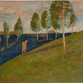 пейзаж с путником. к вечеру